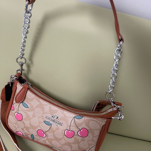 Coach Beige and Pink Cherry Pattern Bag - Picture 2 of 6